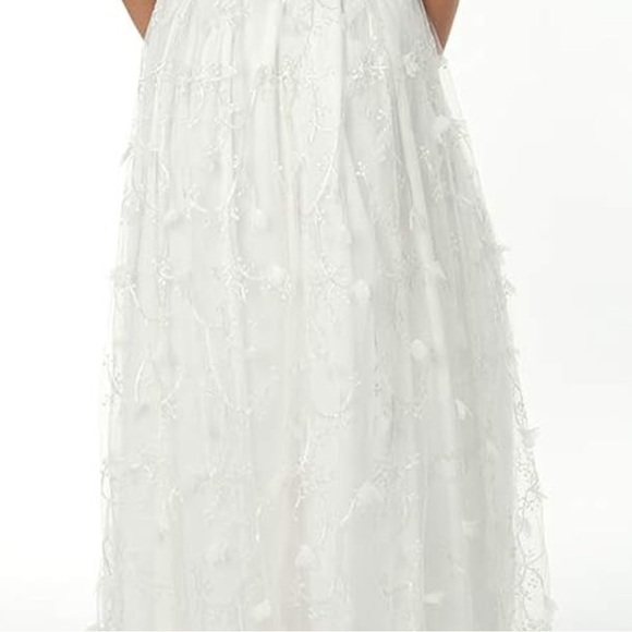 Jump Apparel Junior Womens White Embroidered Halter Neck Long Party Dress Size 0 - Picture 4 of 6